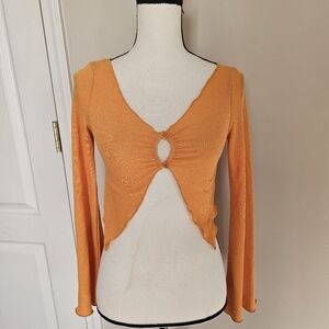 Princess Polly Orange Cut-Out Long Sleeve Top Size 6